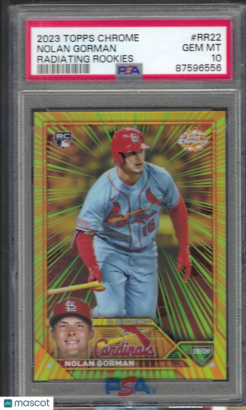 2023 Topps Chrome Radiating Rookies Nolan Gorman #RR22 Update PSA 10