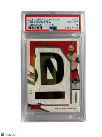 2021 Panini Immaculate Collection Jumbo Memorabilia Jiri Prochazka #JPZ JMB. Mem Hoodie PSA 8