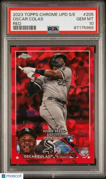2023 Topps Chrome Update Sapphire Edition Oscar Colas #205 Red PSA 10