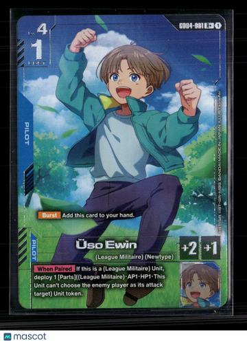 2016 Bandai Gundam Cross War Future of the Battlefield Üso Ewin Pilot Rare