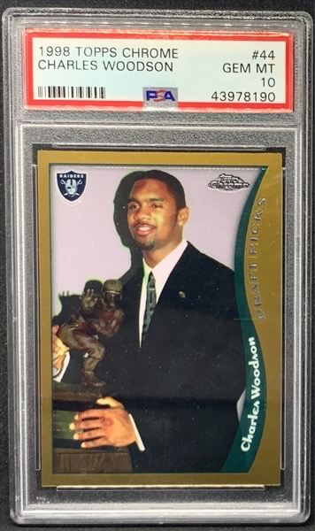 1998 Topps Chrome #44 - Charles Woodson - Rookie - PSA 10