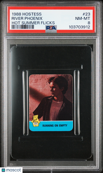 1988 Hostess Hot Summer Flicks Stickers River Phoenix ROOKIE #23 PSA 8