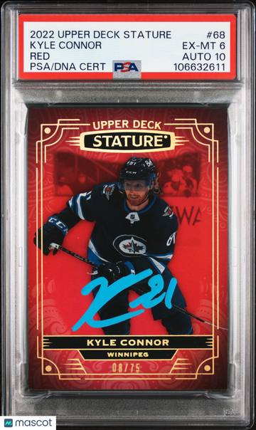 2022 Upper Deck Stature Kyle Connor #68 Red /75 PSA 6 Auto 10