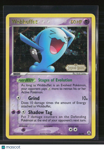 2008 EX Legend Maker Wobbuffet Reverse Holo Rare #28/92