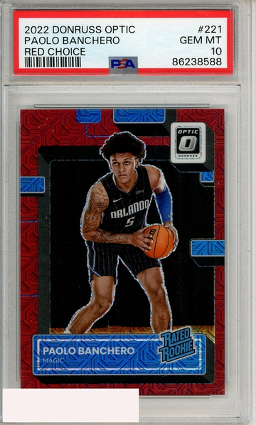 2022 PANINI DONRUSS OPTIC PAOLO BANCHERO #221 RED CHOICE PSA 10 GEM MT RC