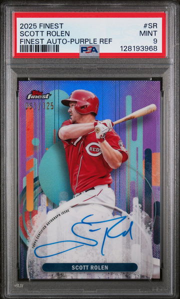 2025 Topps Finest Finest Autographs Purple Refractor Scott Rolen #SR /125 PSA 9