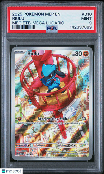 2025 Pokemon Mep EN-Me Black Star Promo Riolu Meg Etb-Mega Lucario PSA 9 #010
