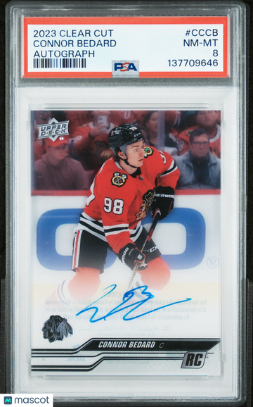 2023 Upper Deck Clear Cut Autographs Connor Bedard #CCCB PSA 8