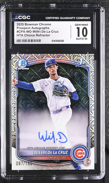 2025 Bowman Chrome # Wilfri De La Cruz Prospect Autographs /150 Auto CGC 10