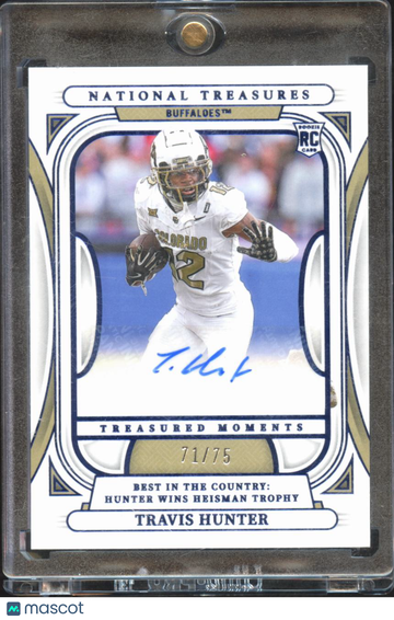Travis Hunter 2025 Panini National Treasures Collegiate Treasured Moments RC Auto /75 Colorado Buffaloes