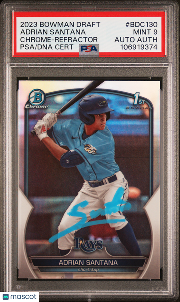 2023 Bowman Draft Adrian Santana #BDC130 Chrome Refractor PSA 9 Auto A