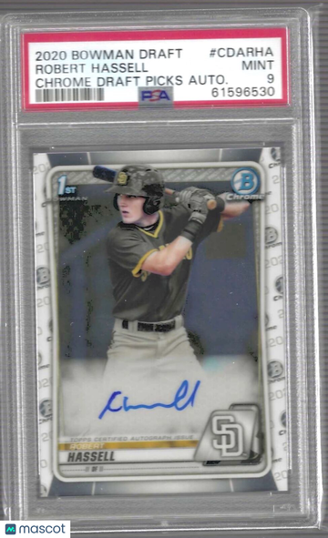 2020 Bowman Draft Chrome Draft Picks Autographs Robert Hassell #CDARHA Autograph PSA 9