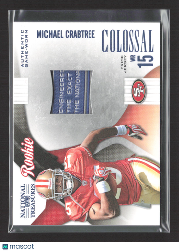 2009 Playoff National Treasures Colossal Michael Crabtree #13 Prime Jersey Authentic Game-Worn