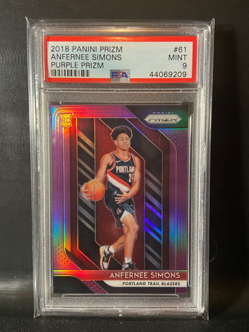 2018 Panini Prizm #61 Purple Prizm  /75  Anfernee Simons PSA 9 