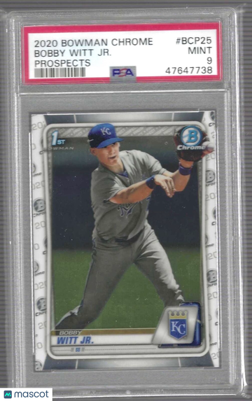 2020 Bowman Chrome Prospects Bobby Witt JR. #BCP25 PSA 9