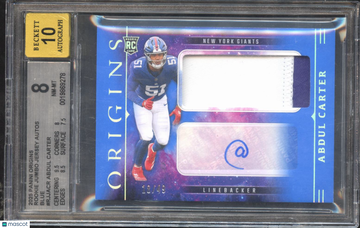 2025 Panini Origins Rookie Jumbo Jersey Autographs Blue Abdul Carter #RJJACR BGS 8 Auto 10
