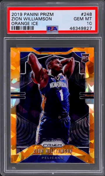 2019 Panini Prizm Zion Williamson #248 Orange Cracked Ice PSA 10