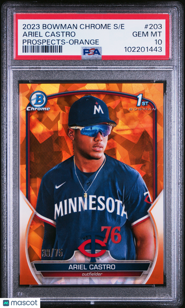 2023 Bowman Chrome Sapphire Edition Prospects Ariel Castro #203 Orange /75 PSA 10