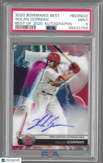 2020 Bowman's Best Best Of 2020 Autographs Nolan Gorman #B20NGO PSA 9
