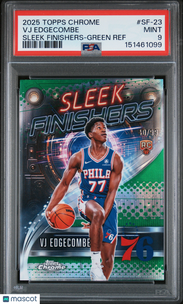 2025 Topps Chrome Sleek Finishers VJ Edgecombe #SF-23 Green Ref /99 PSA 9