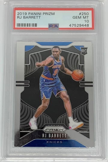 2019-20 Panini Prizm Basketball RJ Barret Base RC Rookie #250 PSA 10 Knicks NBA