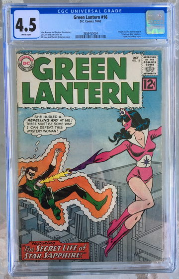 Green Lantern #16 (1962) CGC 4.5 -- White pages; 1st & origin of Star Sapphire