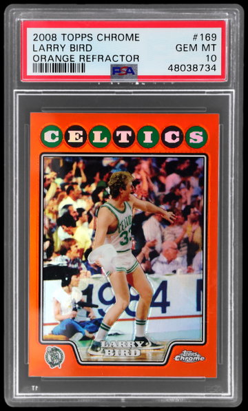 2008 Topps Chrome Larry Bird Orange Refractor PSA 10