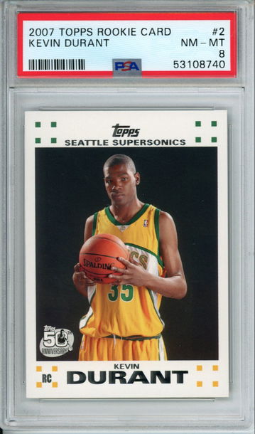 KEVIN DURANT 2007 Topps Rookie Set #2 PSA 8 NM-MT ROOKIE Card Nets Warriors