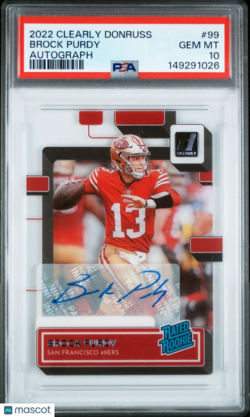 2022 Panini Clearly Donruss Brock Purdy #99 Autograph PSA 10