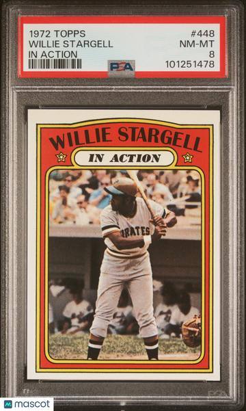 1972 Topps Willie Stargell #448 In Action PSA 8