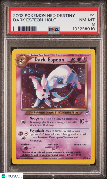 Pokemon Neo Destiny Dark Espeon Holo Holo Rare PSA 8 #4