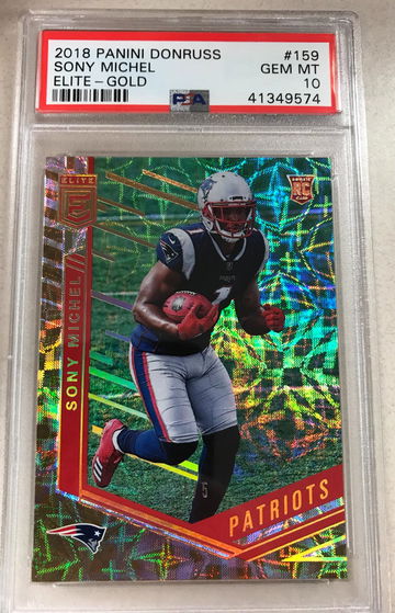 2018 Panini Donruss Sony Michel Elite - Gold PSA 10 RC #159 Serial #1/5