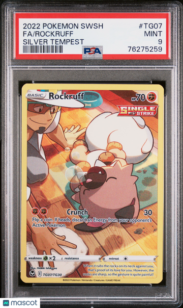 2022 Pokemon Sword & Shield Silver Tempest Rockruff Silver Tempest PSA 9 #TG07