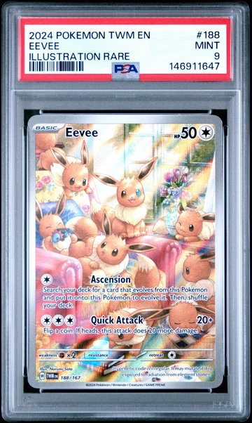 2024 Pokemon Scarlet and Violet Twilight Masquerade Illustration Rare Eevee #188 PSA 9