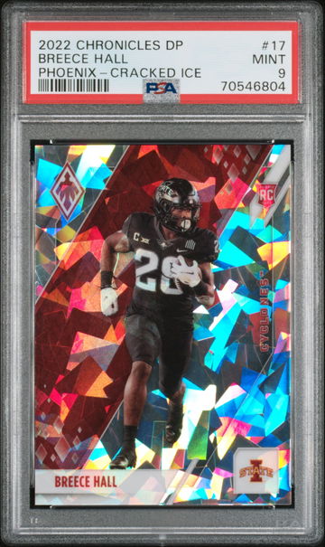 2022 Panini Chronicles Draft Phoenix Cracked Ice /11 Breece Hall RC PSA 9 Mint