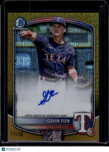2025 Topps Bowman Chrome Gavin Fien #BMA-GF Yellow Mojo Refractor /50