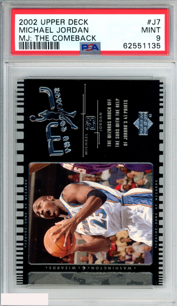 2002 UPPER DECK MJ THE COMEBACK MICHAEL JORDAN #J7 WIZARDS HOF PSA 9 MINT