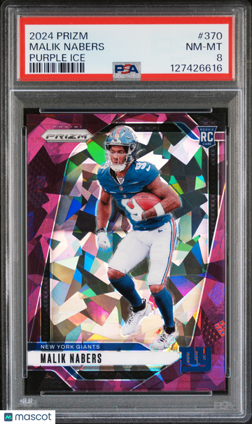 2024 Panini Prizm Malik Nabers #370 Purple Ice PSA 8