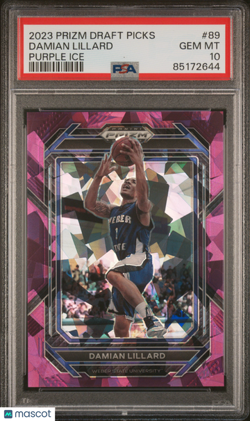 2023 Panini Prizm Draft Picks Damian Lillard #89 Purple Ice PSA 10
