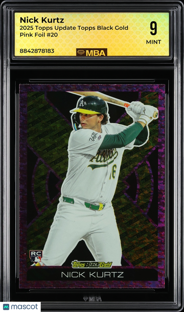 2025 Topps Update Topps Black Gold Nick Kurtz #20 Pink Foil MBA 9