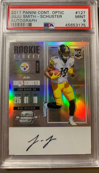 2017 Ju Ju Smith Schuster Contenders Optic Silver Prizm Auto PSA 9