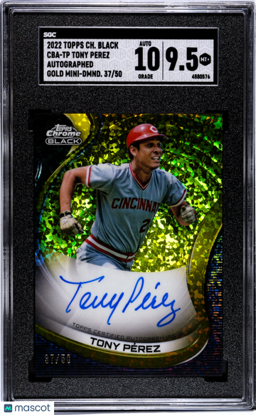 2022 Topps Chrome Black Tony Perez #CBA-TP Autograph Gold Mini Diamond Refractor SGC 9.5 Auto 10