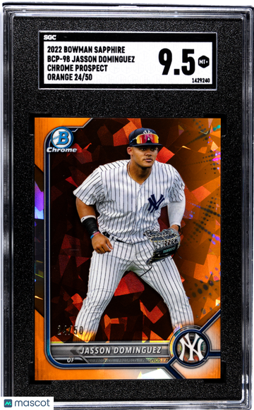 2022 Bowman Sapphire Jasson Dominguez #BCP-98 CHR. Pros. Orange Refractor SGC 9.5