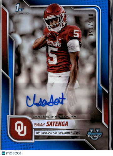 2025 Topps Bowman Chrome University Isaiah Satenga #BCA-IS Blue Refractor
