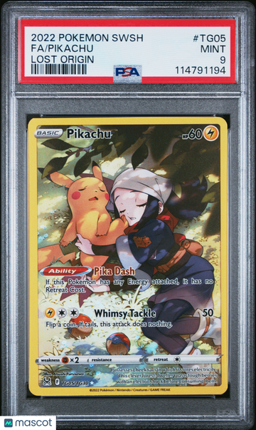 2022 Pokemon Sword & Shield Lost Origin Pikachu Lost Origin PSA 9 #TG05