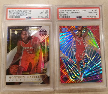 Montrezl Harrell RC LOT 2015 Limited Gold Spotlight /25 & Revolution Cosmic /100 PSA 8