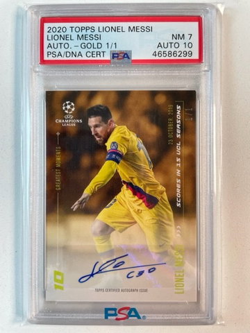 2020 Topps Lionel Messi 1/1 Gold Auto PSA 7/10