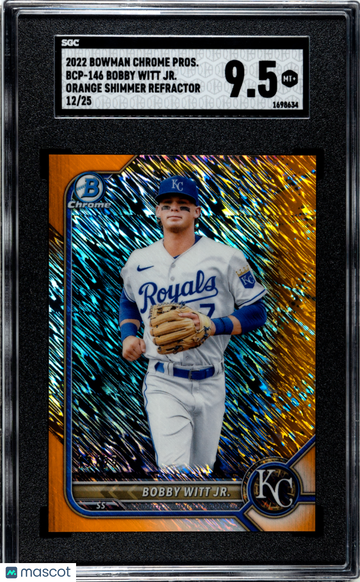 2022 Bowman Bobby Witt JR. #BCP-146 CHR. Pros. Orange Shim. Refractor SGC 9.5
