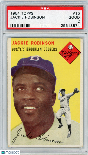 1954 Topps Jackie Robinson #10 PSA 2 Graded Baseball Trading Card