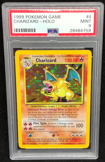 Charizard 1999 Pokemon Base Set Unlimited PSA 9 Mint
